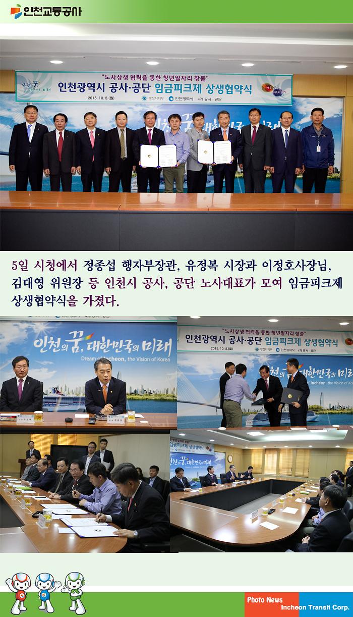 인천시 공사공단 임금피크제 상생협약식 개최 사진